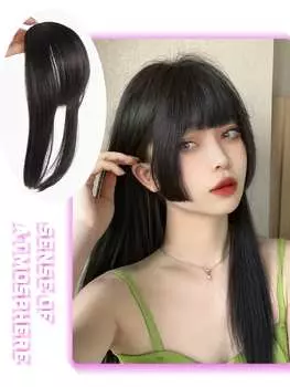 Синтетический парик натуральный прямой 10-дюймовый черный челка зажатая между челкой и краями волос повседневные женские парики 10inch
