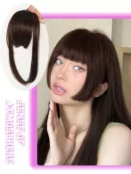 Синтетический парик натуральный прямой 10-дюймовый черный челка зажатая между челкой и краями волос повседневные женские парики 10inch