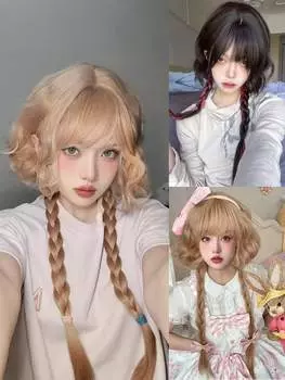 Синтетический парик с длинными волнистыми локонами и челкой, подходит для девочек, играющих в ролевые игры, и для использования в праздники.