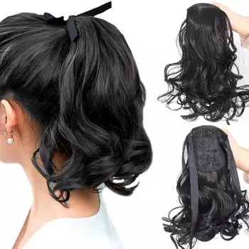 Синтетический парик с хвостиком на заколке для наращивания волос Парик из волос с конским хвостом 30cm