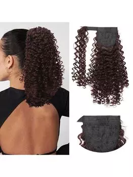 Синтетический парик с хвостиком, завязанный на липучке, удлиненный хвостик длиной 14 дюймов, натуральный, небольшой волнистый, короткий, вьющийся хвостик, подходит для ежедневного использования женщинами 14inch