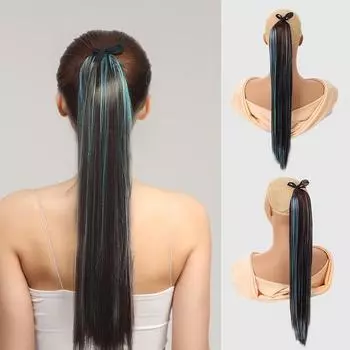 Синтетический парик с хвостиком, женский ремешок, прямые волосы COS, прямой хвост, удлиненный натуральный парик