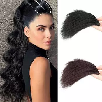 Синтетический парик с текстурой кукурузных усов, зажим для волос в верхней части черепа, натуральные невидимые пушистые накладки для волос для женщин 20cm