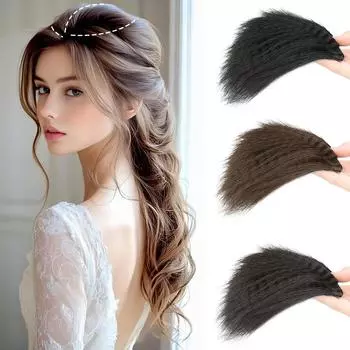 Синтетический парик с текстурой кукурузных усов, зажим для верхней части черепа, натуральные невидимые пушистые накладки для волос для женщин 20cm