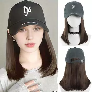 Синтетический парик с вышитыми буквами темно-синего цвета с короткими прямыми волосами для женщин, удобный для повседневного использования