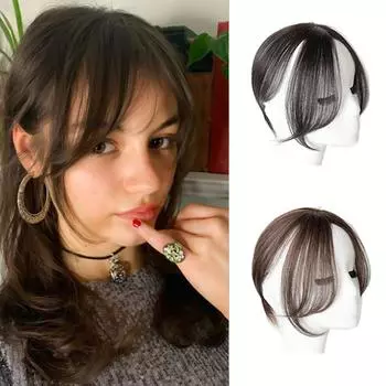 Синтетический парик WTB, разделенный на челку. Женская челка. Прямые волосы. Парик с челкой. Маленький парик или небольшое выпадение волос. Восемь воздушных накладных челок. 20CM