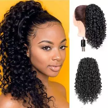 Синтетический парик WTB, женский хвост, наращивание волос, шнурок, вьющиеся, пушистые, небольшой рулон, градиент, натуральный хвост