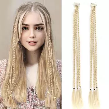 Синтетический парик XINRAN, 2 шт., косички с зажимом, боксерская коса, зажим для наращивания волос, длинная прямая коса, термостойкие шиньоны 55cm