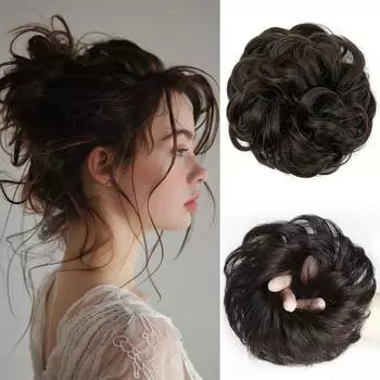 Синтетический парик XINRAN с высокой булочкой, грязный вьющийся булочек с наращиванием волос, резинка для хвоста, эластичная резинка, парик с высокой булочкой, конский хвост для женщин 12cm
