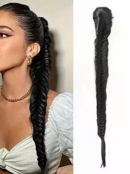 Синтетический плетеный «рыбий хвост» с завязками «рыбий хвост» для наращивания волос для женщин 24-дюймовый плетеный хвост «рыбий хвост» шиньон 24inch