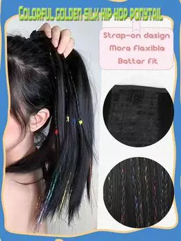 Синтетический прямой хвостик грязная коса ремень лазерное шелковое наращивание волос хвостик 16inch