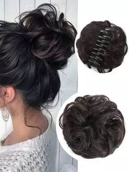 Синтетический пучок коготь клип коричневый черный 6 дюймов клип на волосы волнистый кудрявый пучок хвост удлинитель парик для женщин 6inch