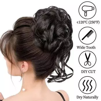 Синтетический пучок волос, шиньон с кисточками, резинка для волос, эластичная, резкая, беспорядочная наращивание волос для женщин, термостойкая волнистая прическа, пучок