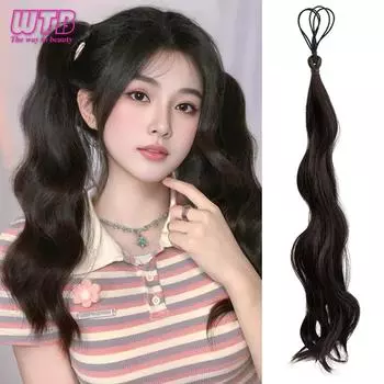 Синтетический самонаматывающийся пучок волос, парик с конским хвостом/шаровидной головкой, встроенное кольцо для волос, натуральная пушистая голова, артефакт, сумка для волос с цветочной головкой