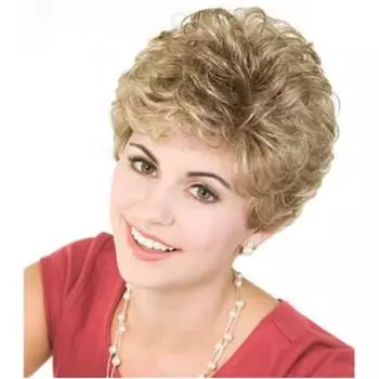 Синтетический светлый парик, вьющийся, пушистый, боб, короткие, светло-золотистые, синтетические волосы для женщин, повседневные, вечерние, косплей, термостойкий парик из волокна золотисто-коричневый