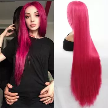 Синтетический ультра длинный красный розовый высококачественный термостойкий парик 100 см для женщин, повседневный косплей