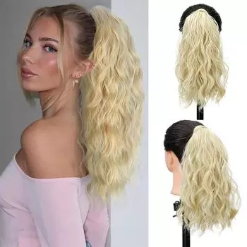 Синтетический волнистый хвостик с зажимом в удлинителе для хвостика, обертывание вокруг короткого хвостика, пушистый и модный, подходит для женщин 30cm