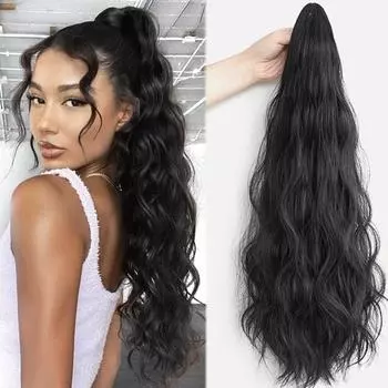 Синтетический волнистый вьющийся коготь на клипсе на хвостик, наращивание волос, кусок волос для женщин, натуральная искусственная косичка, шиньон, высокотемпературная проволока