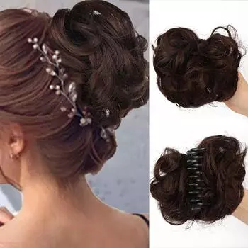 Синтетический зажим для волос в пучке с когтями, грязные вьющиеся, волнистые, короткие синтетические волосы для наращивания, шиньон, пончик, роликовый пучок, парик, прическа, хвостик для женщин