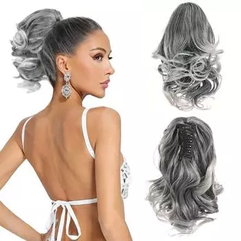 Синтетический зажим с когтями в хвосте, натуральный короткий вьющийся парик с хвостом для женщин, повседневный косплей, легко носить 25cm