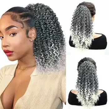 Синтетический зажим в свободном шнурке для наращивания хвоста парика Длинный вьющийся хвост для женщин Хэллоуин и Рождество одежда 40cm