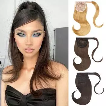 Синтетический зажим XINRAN в хвосте, наращивание хвоста, прямой хвост для женской одежды 50cm