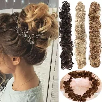 Синтетический женский шиньон, грязный пучок для волос, резинка для волос, резинка для волос, шиньон, прическа, шиньон, валик в виде пончика