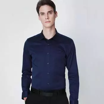 Sinwoyan, без железа, из чистого хлопка, с длинными рукавами, деловая мужская рубашка в деловом стиле, формальная однотонная полосатая качественная офисная рубашка Excellet с нагрудным карманом 38