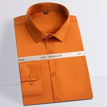 Sinwoyan повседневные однотонные мужские рубашки с длинным рукавом для бизнеса, эластичные, удобные, облегающие S