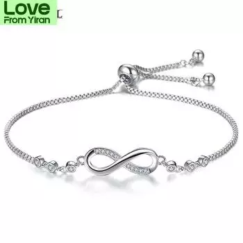 Sipengjel Мода Нержавеющая сталь Бесконечная любовь Бесконечность Цепные браслеты на руку Регулируемые браслеты для женщин Украшения для вечеринок