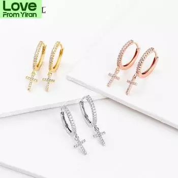 Sipengjel модные милые серьги-кольца с подвеской в виде креста, индивидуальные аксессуары, серьги-подвески для женщин, подарки для дружбы, ювелирные изделия золотой