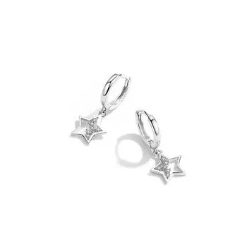 Сияние звезд Серьги-пусеты в виде звезд с бриллиантами Женская мода Трансграничные Copper (White Gold)