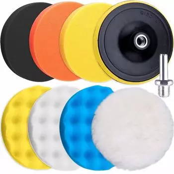 SIQUK 9 Pieces 3 Buffing Pad Kit Foam Buffer Polisher Pad 3 Hook & Loop Polishing Pad Buffer Attachment for Drill