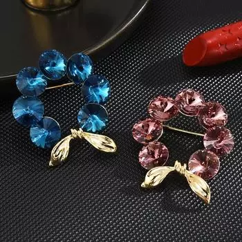 Сияющая европейская брошь с цветочным бантом и круглым цирконием, милая натуральная универсальная одиночная продукция, аксессуары для пальто и костюма розовый