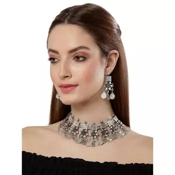 Сияющая мода Diva, новейший стильный необычный окисленный традиционный окисленный колье-колье, комплект украшений для женщин