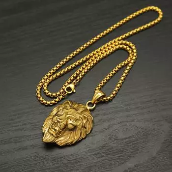 Сияющее и изысканное ожерелье с подвеской в виде головы льва, колье из сплава, идеальный аксессуар для повседневного ношения золотой
