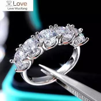 Сияющее яркое обручальное кольцо для женщин 5 круглых кубических цирконий женские обручальные кольца темперамент ежедневные вечерние ювелирные изделия подарок 6