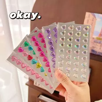 Сияющие наклейки с бриллиантами и кристаллами Love Girl Laser Phone Stickers Kids Girls 3D Stereoscope Small Stickers 10pcs