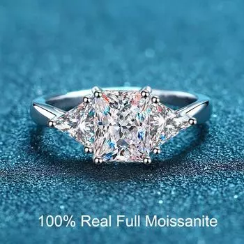 Сияющие огранки, 3 карата, обручальные кольца из муассате для женщин, выращенные в лаборатории бриллианты, обещание, полоса с покрытием, платиновые обручальные кольца GRA 6