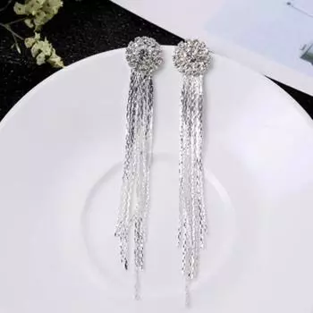 Сияющие темпераментные серьги с кисточками, стразы, длинные висячие серьги, ювелирные аксессуары