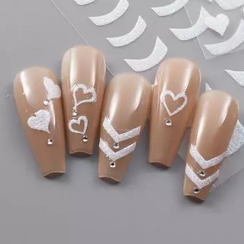 Сияющий элегантный французский стиль слайдер наклейки для ногтей самоклеящийся слайдер для дизайна ногтей своими руками декор F963 серебряный