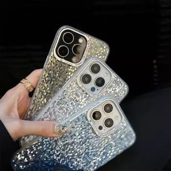 Сияющий блестящий чехол для телефона, бампер для iPhone 15 14 13 Pro Max, гальваническая рамка, защита объектива, противоударный чехол iPhone 13 чёрный