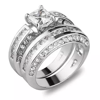 Сияющий и легкий роскошный комплект колец для женщин, инкрустированный искусственными кристаллами и стразами, модные украшения для повседневной и праздничной одежды 6