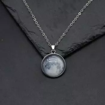 Сияющий искусственный лунный камень кулон ожерелье минималистский стиль цепочка на шею идеальное украшение для женщин повседневная одежда