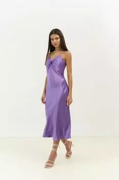 Сиреневое платье миди с бретелями на груди Amalfi