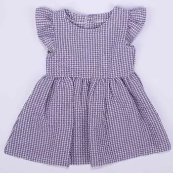 Сиреневое платье Pitikare из жатого хлопка для девочек с рюшами