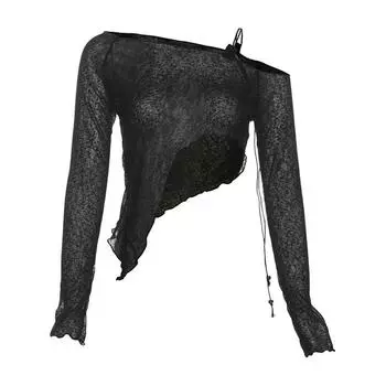# Sisjuly# Asymmetric Street All-Match T-shirt Women s Shoulder Stylish Niche Style Cool Sexy Slim Looking Tops Black M