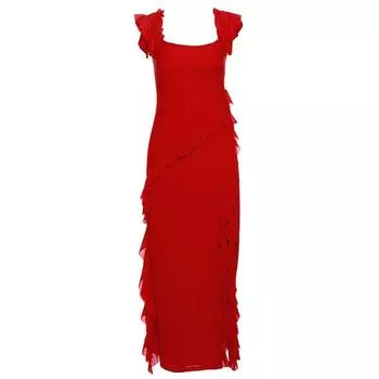 # Sisjuly# Domineering Elegance Feminine Ruched Lace Sexy Waist Trimming Elegant Square Collar Dress Female Slim Looking Red M