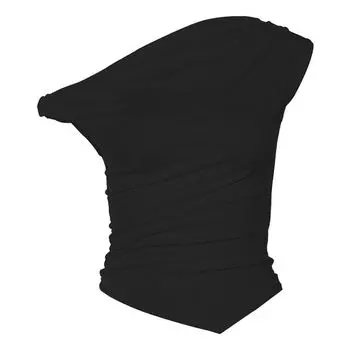 # Sisjuly# Fancy Pure Desire Style Asymmetrical Oblique Shoulder Ruched Silm T-shirt Women s Easiest for Match Slim Looking Short Top Black M