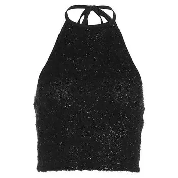 # Sisjuly# French Style Fashionable Sexy Elegant Silm Halter Spaghetti Straps Female Sweet and Spicy Style Slim Looking Wild Vest Black L